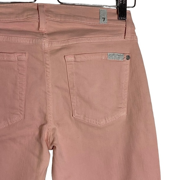 7FAM 7 For All Mankind Pale Baby Pink Salmon The Ankle Skinny Jeans 28 - Picture 10 of 16